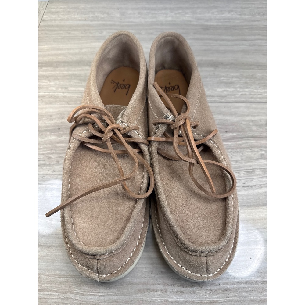 Beek Towhee Booties Stone Suede Leather Lace Up Womens 9 Boho Minimalist Neutral - Picture 2 of 9